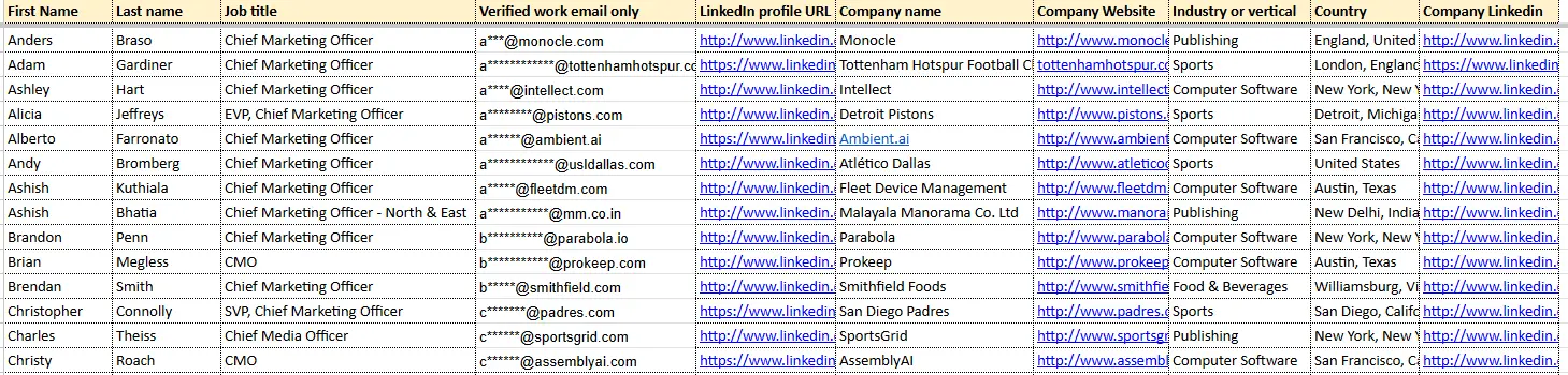 CMO Email List