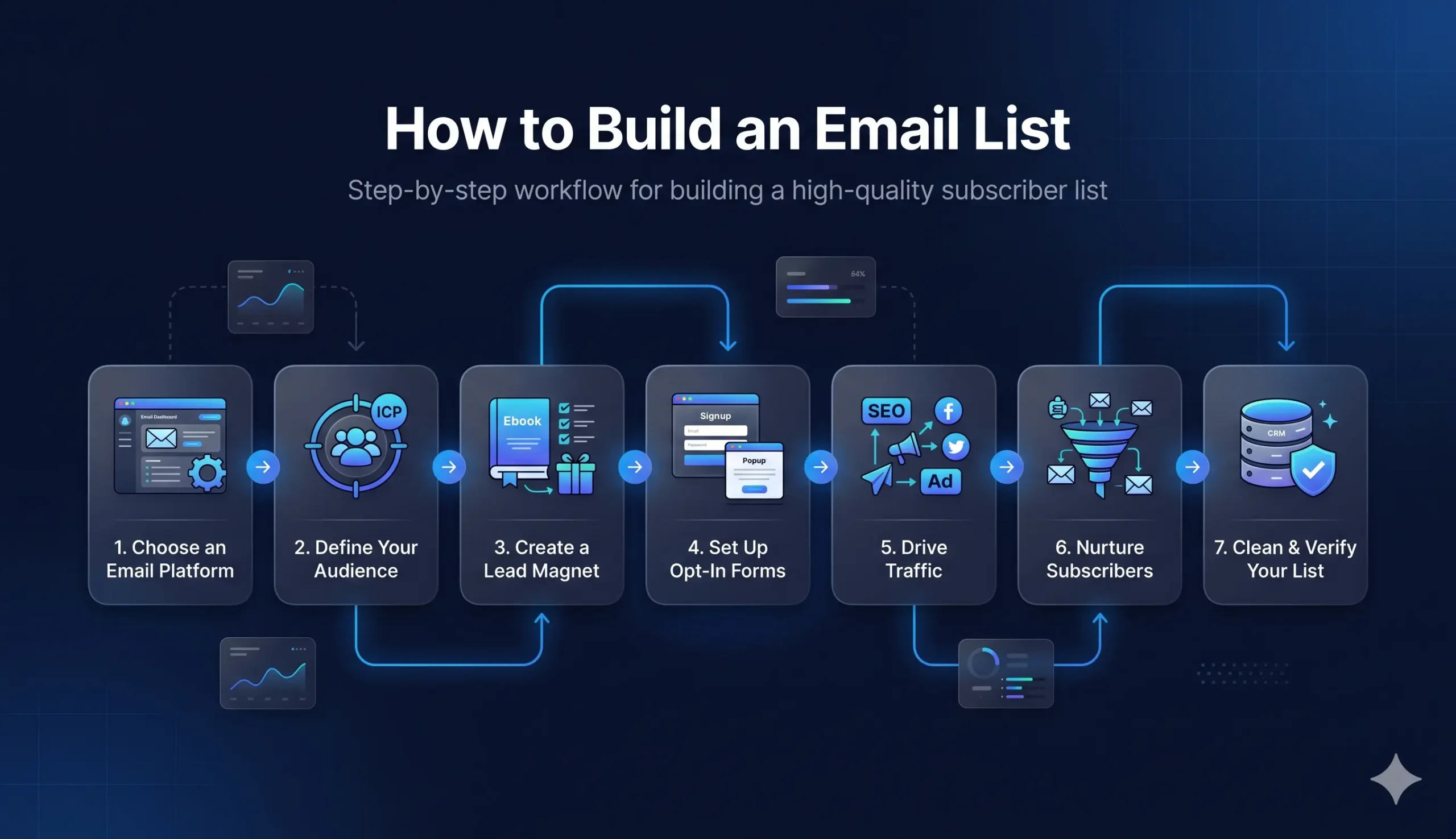how to build an email list step by step workflow