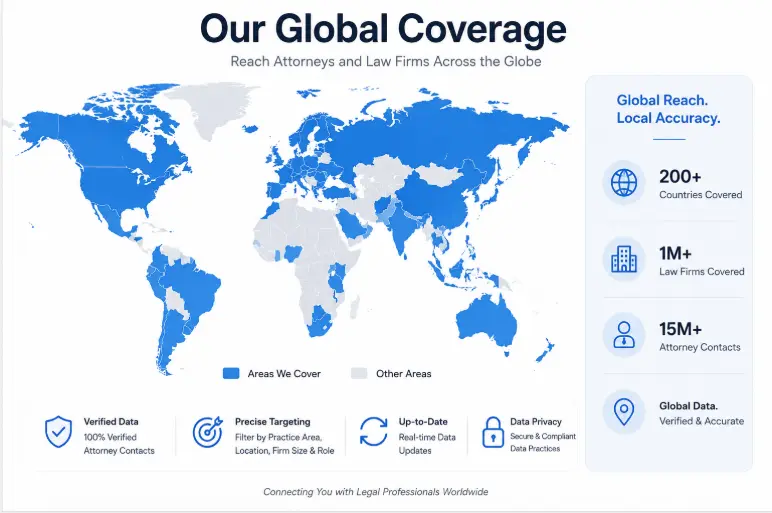 Lawyers email list — attorney database coverage by US state and practice area